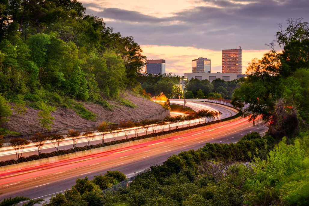greenville car accident lawyer - freeway in Greenville overlooking downtown